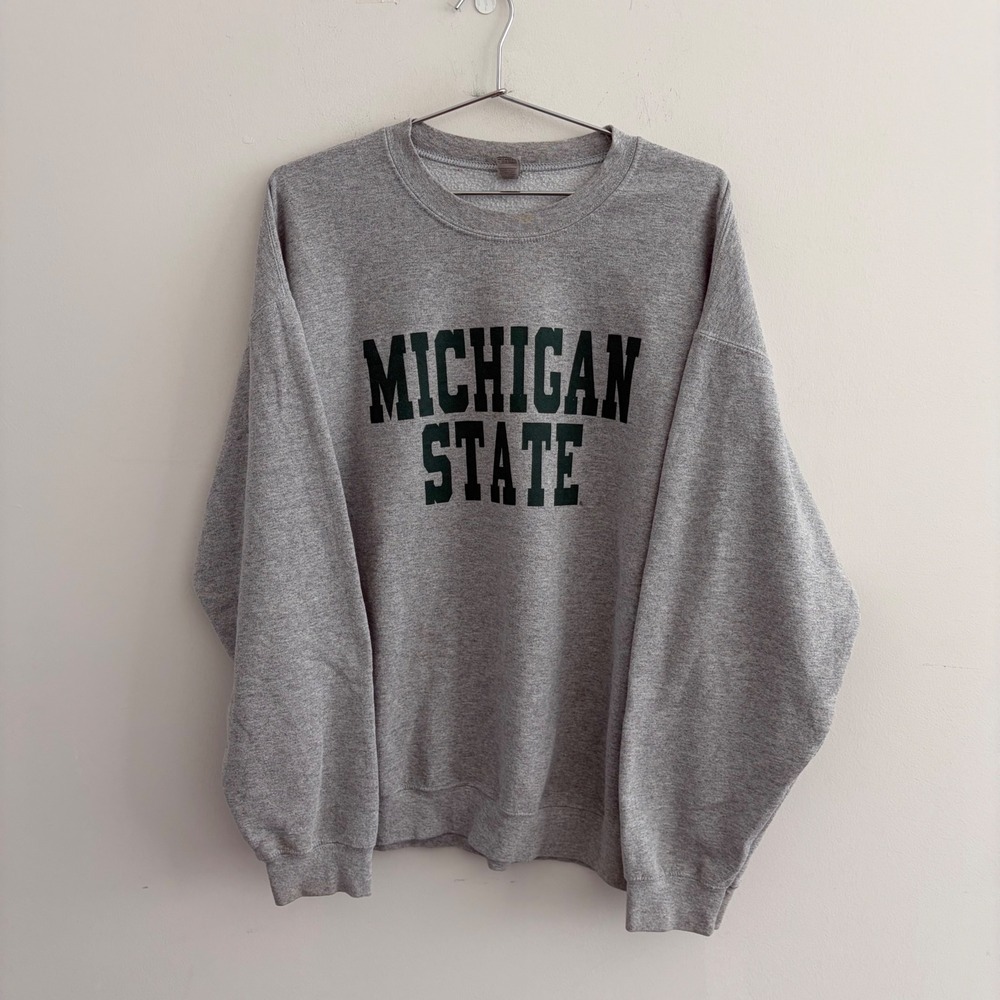 Gildan Michigan State Spartans Crewneck Sweatshirt Gray XL